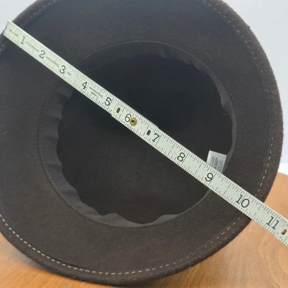Womens Brown Wool Cloche‎ Hat with Buckle Detail One Size